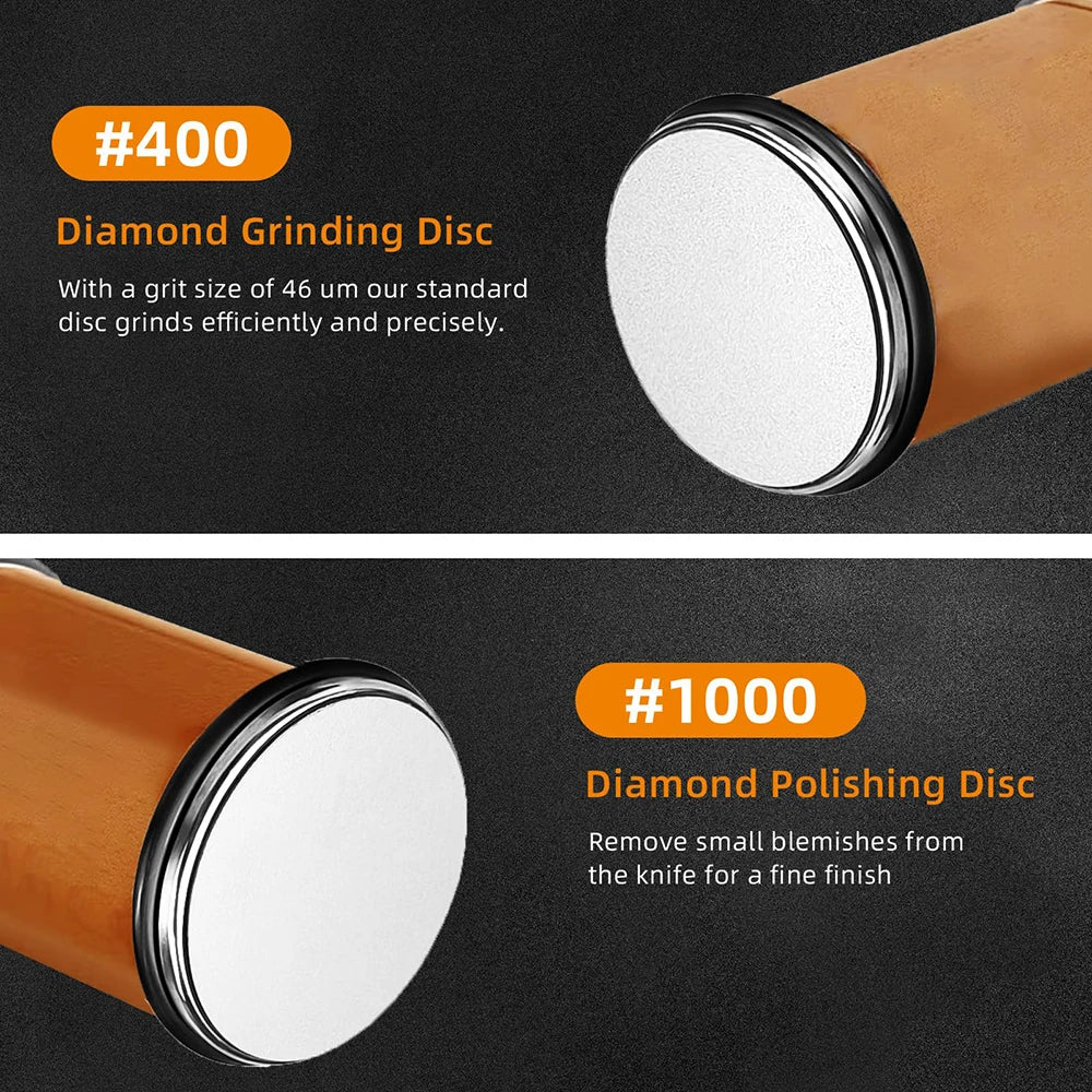 Rotary Double-Sided Knife Sharpener – 15°/20° Diamond Stone
