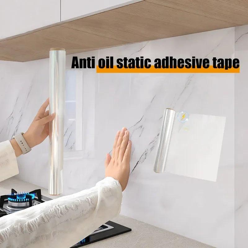 Heat-Resistant Adhesive Wallpaper for Kitchens – 45cm Clear, Grease-Proof