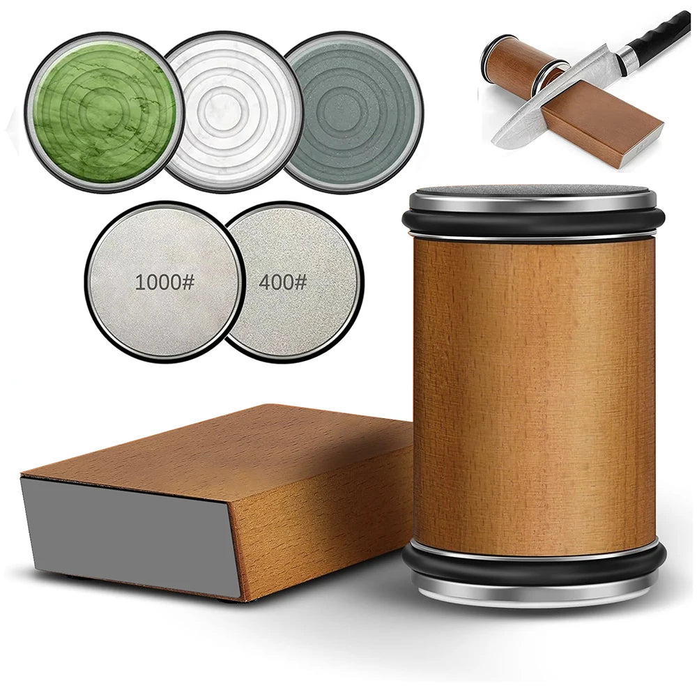 Rotary Double-Sided Knife Sharpener – 15°/20° Diamond Stone