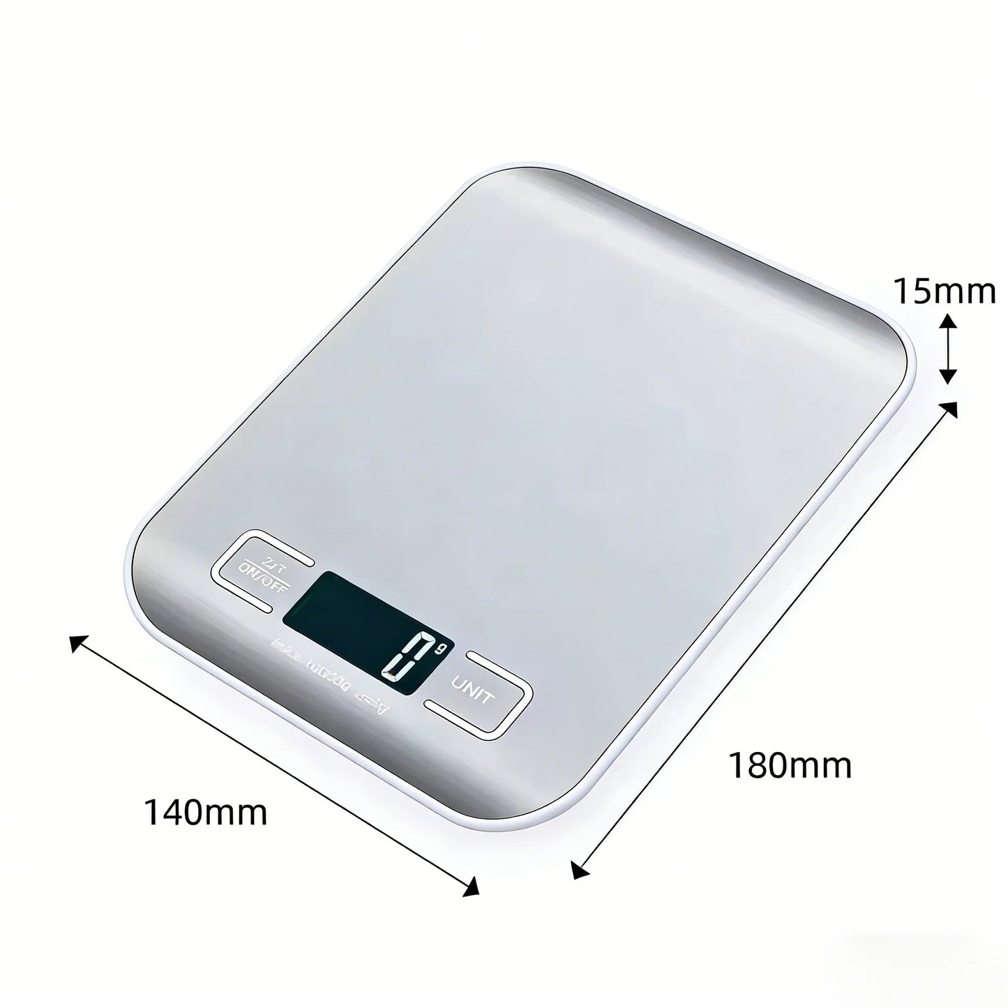 Digital LED Kitchen Scale – 10kg, 1g Precision, Stainless Steel