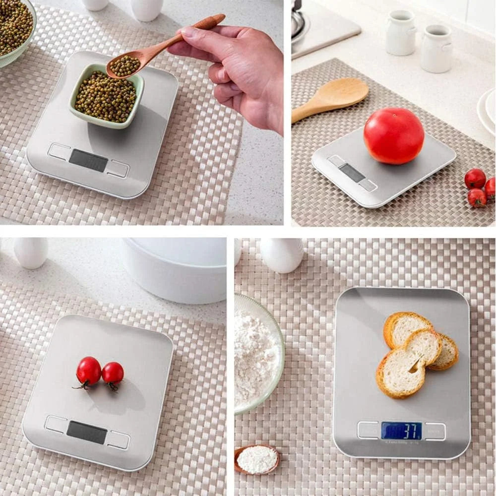 Digital LED Kitchen Scale – 10kg, 1g Precision, Stainless Steel