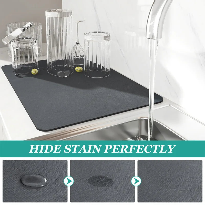 Quick-Dry Absorbent Kitchen Mat – Large Dish Drying Pad
