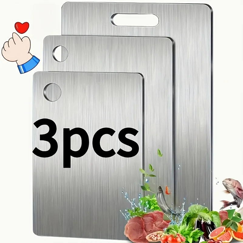 Stainless Steel Cutting Boards – Set of 3, BPA-Free & Non-Slip