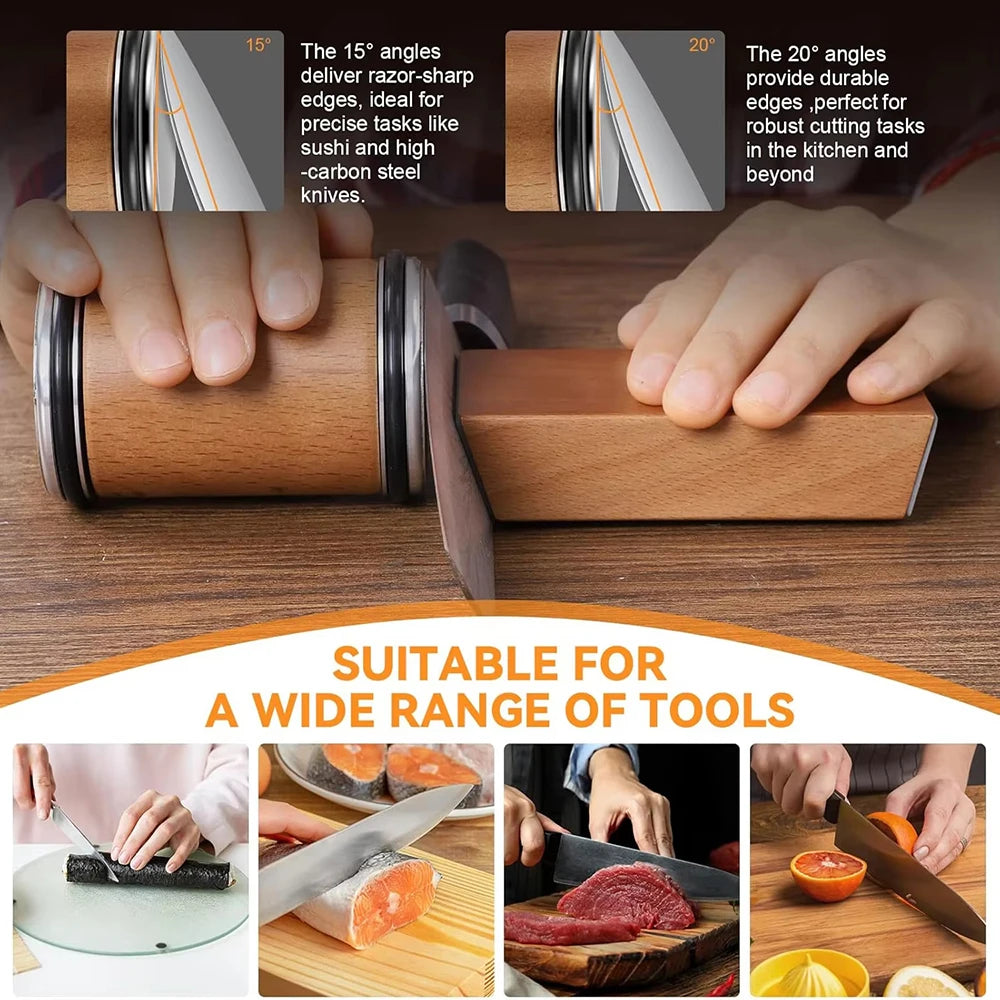 Rotary Double-Sided Knife Sharpener – 15°/20° Diamond Stone